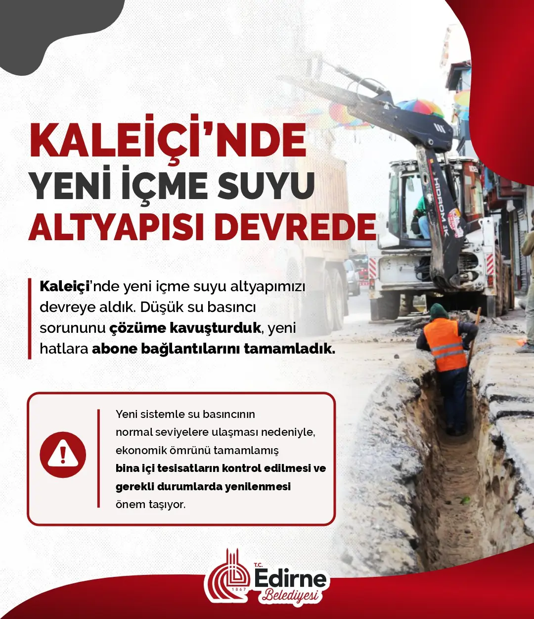 KALEİÇİ’NDE YENİ İÇME SUYU ALTYAPISI DEVREDE